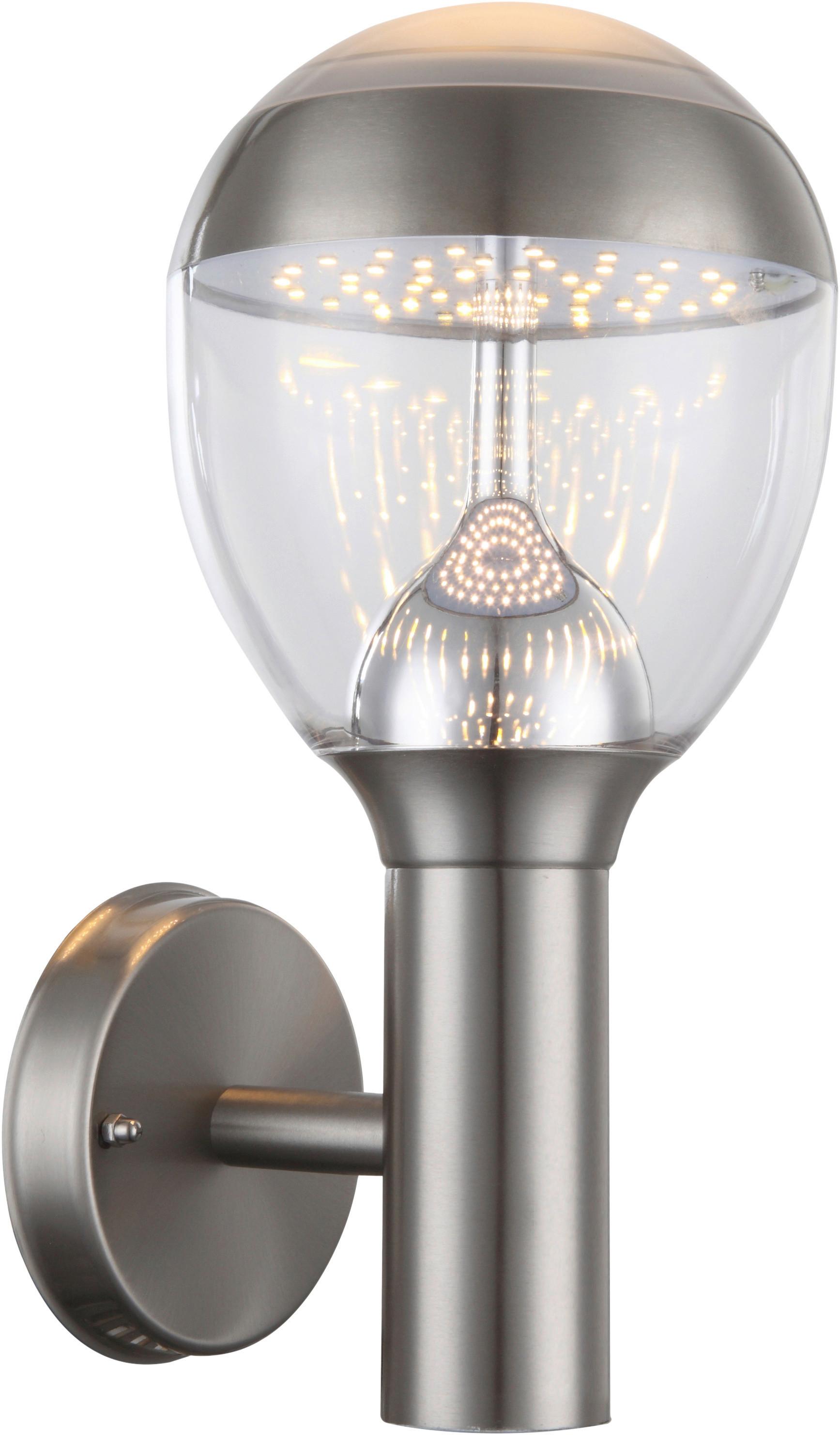 LED Außenleuchte Callisto 11 Watt Edelstahl - Klar/Silberfarben, Basics, Kunststoff/Metall (15/17,3/31,7cm) - Globo