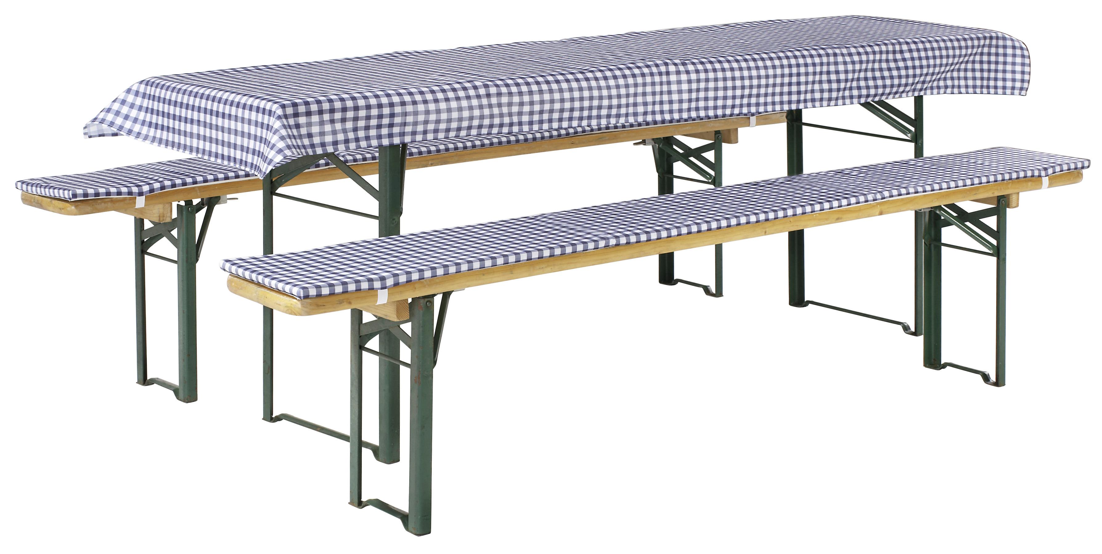 Auflage Für Bierbank 3er-set Adrian 220x25 Cm/240x70 Cm - Blau/Weiß, KONVENTIONELL, Textil - Ondega