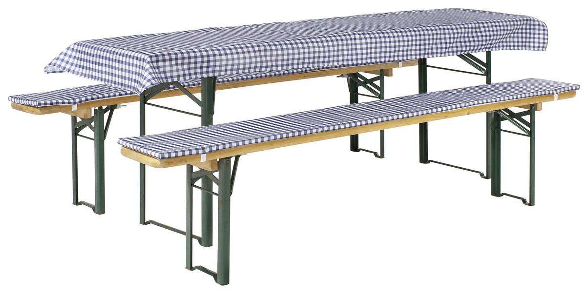 Auflage für Bierbank 3er-Set Adrian 220x25 cm/240x70 cm - Blau/Weiß, KONVENTIONELL, Textil - Ondega