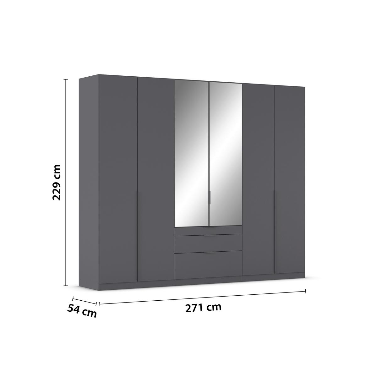 Drehtürenschrank Alabama Grau Metallic B: 271 Cm - Grau, MODERN, Holzwerkstoff (271/229/54cm) - Rauch Möbel