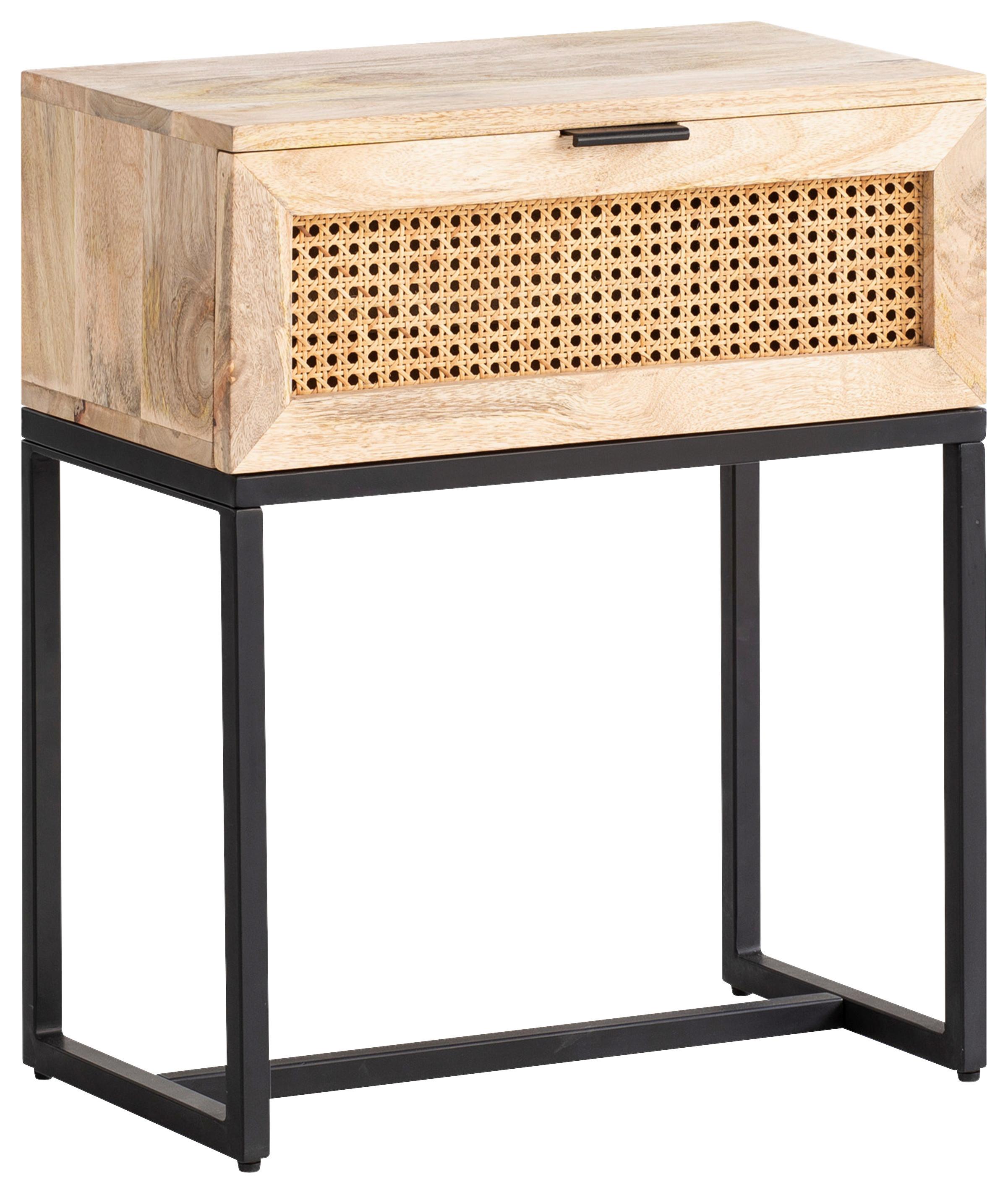 Nachtkästchen Naturfarben, B: 50 cm - Schwarz/Naturfarben, LIFESTYLE, Holz (50/60/30cm) - MID.YOU