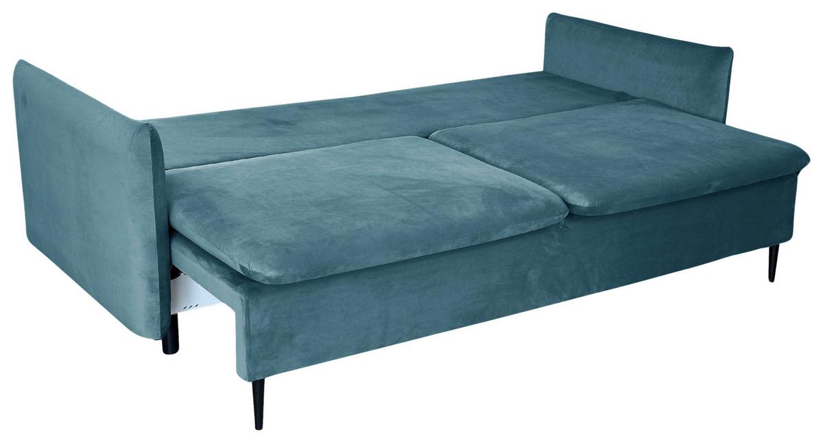 Schlafsofa mit Bettkasten Orlando Blau B: 220 cm - Blau/Schwarz, Design, Textil (220/96/102cm) - MID.YOU