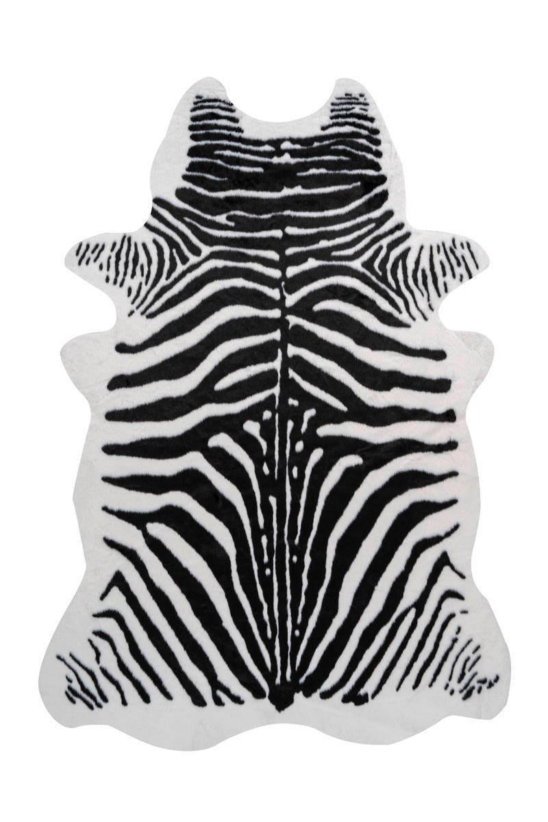 Kunstfell-Teppich Zebra schwarz / weiß 90 cm NAMBUNG 
