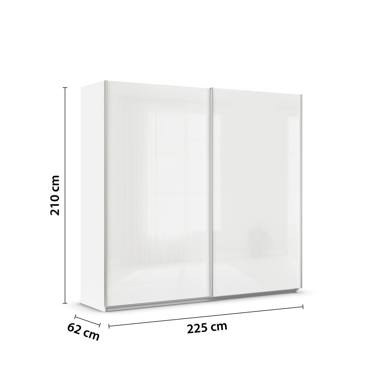 Tolóajtós Szekrény Feldkirch 225/210 Cm - magasfényű fehér/fehér, Modern, faalapú anyag (225/210/62cm)