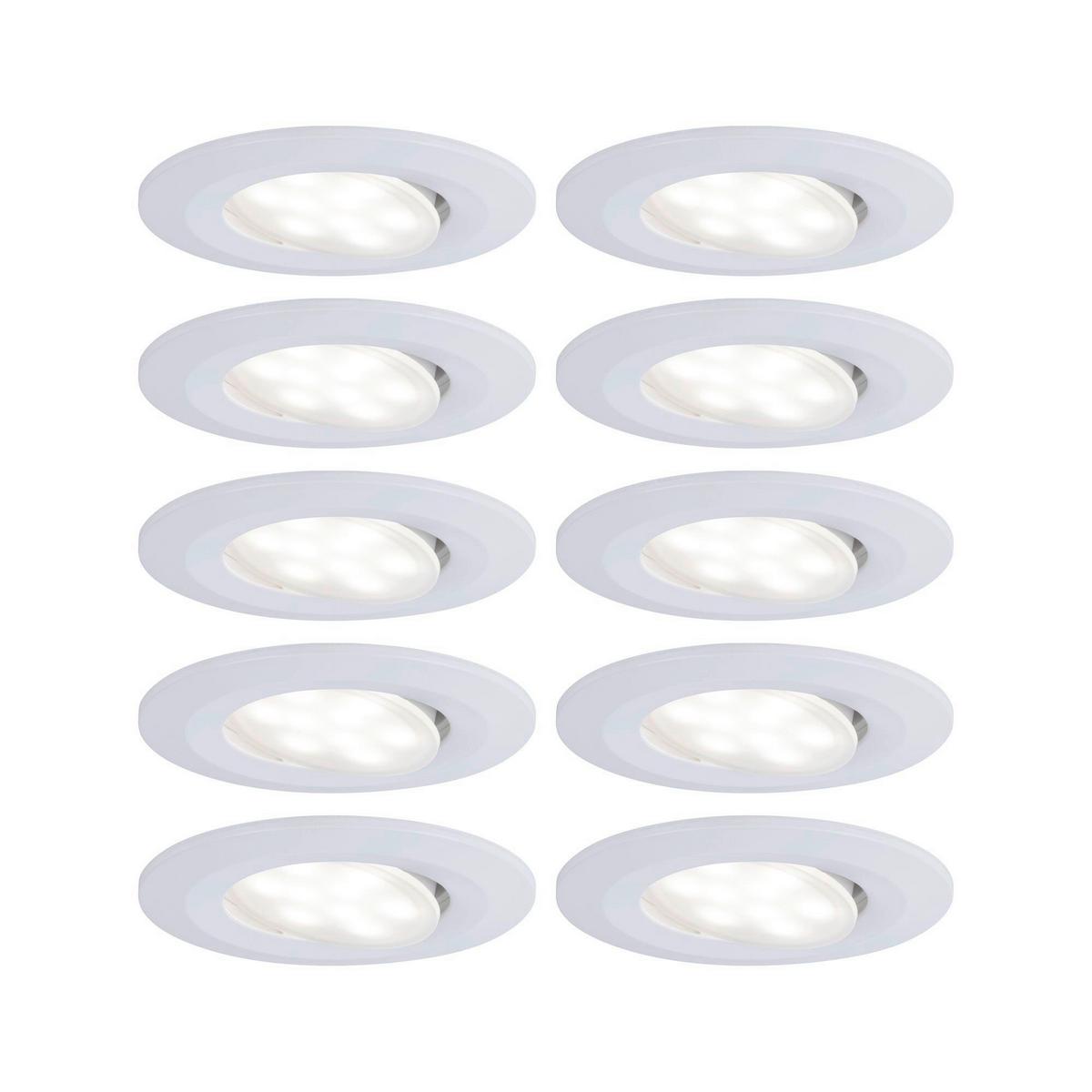 Led-deckenleuchte Ø 9 Cm 10er-Set Schwenkbar Weiß - Weiß, Basics, Kunststoff (9cm) - Paulmann