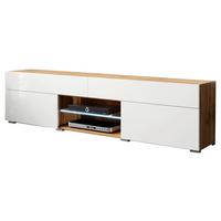 Nízká komoda s LED osvětlením - bílá/šedá, Lifestyle, kompozitní dřevo/plast (180/45,4/32,5cm) - P & B