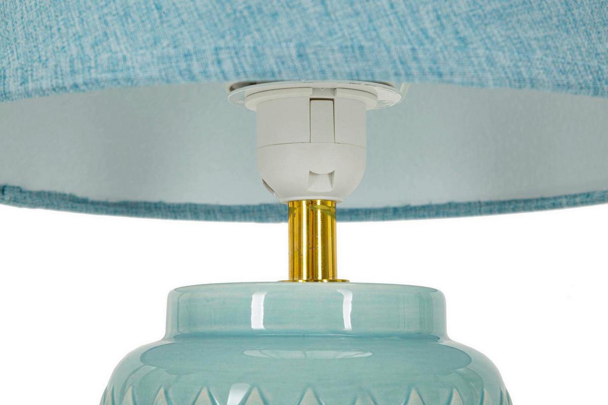 Tischleuchte Square Turquoise Hellblau B: 28 Cm - Hellblau, Basics, Keramik/Textil (28/44/28cm)