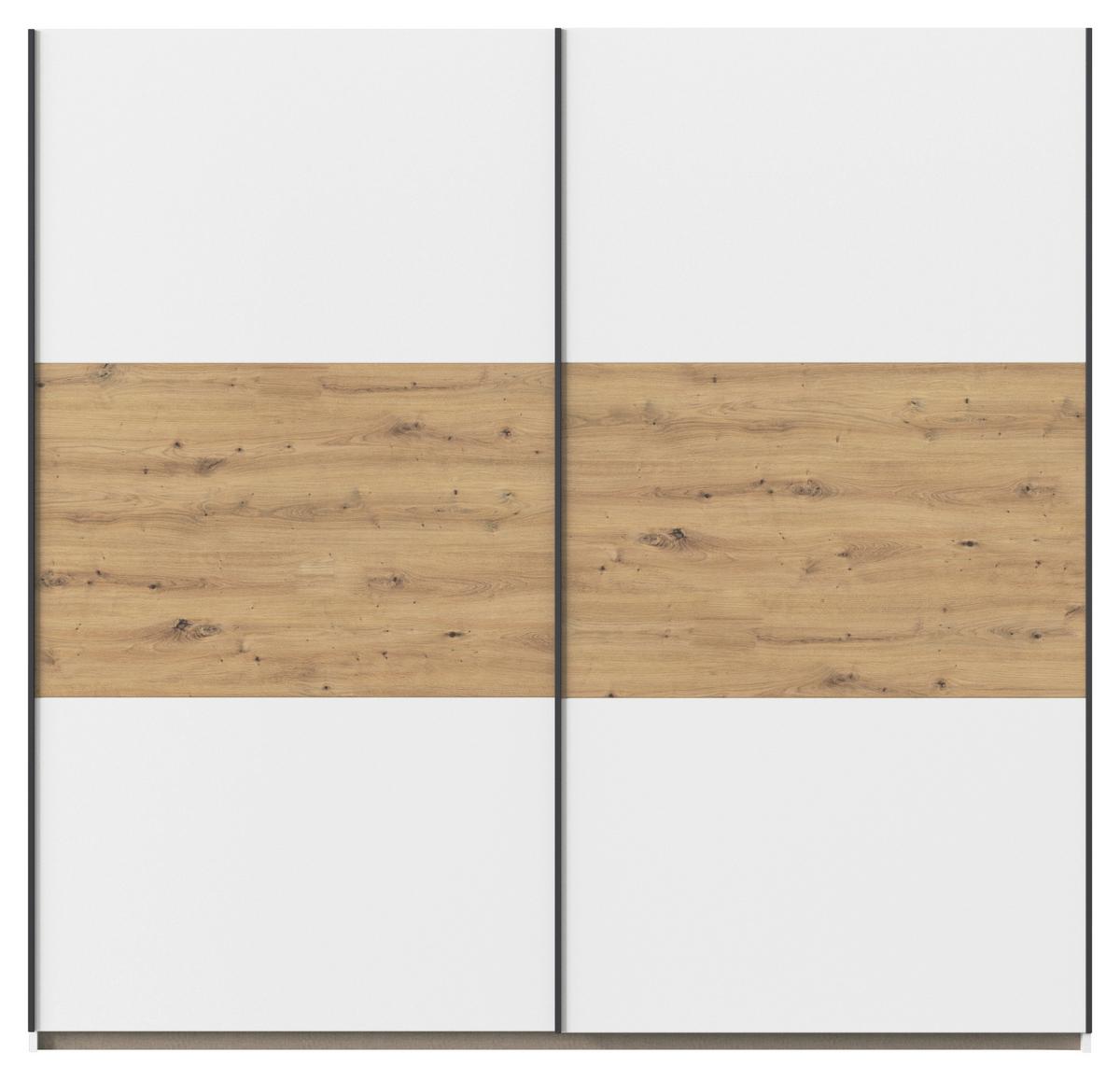 Schwebetürenschrank Neo Weiß Eiche Artisan Dekor - Weiß/Eiche Artisan, MODERN, Holzwerkstoff (218/210/59cm) - Rauch Möbel