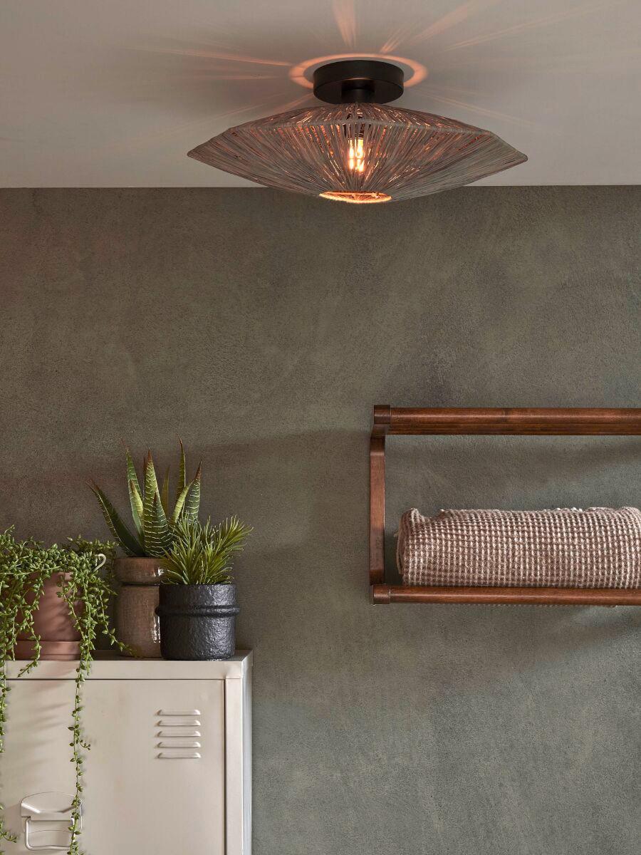Deckenleuchte Panc011dg - Dunkelgrau, MODERN, Naturmaterialien (65cm) - Good & Mojo