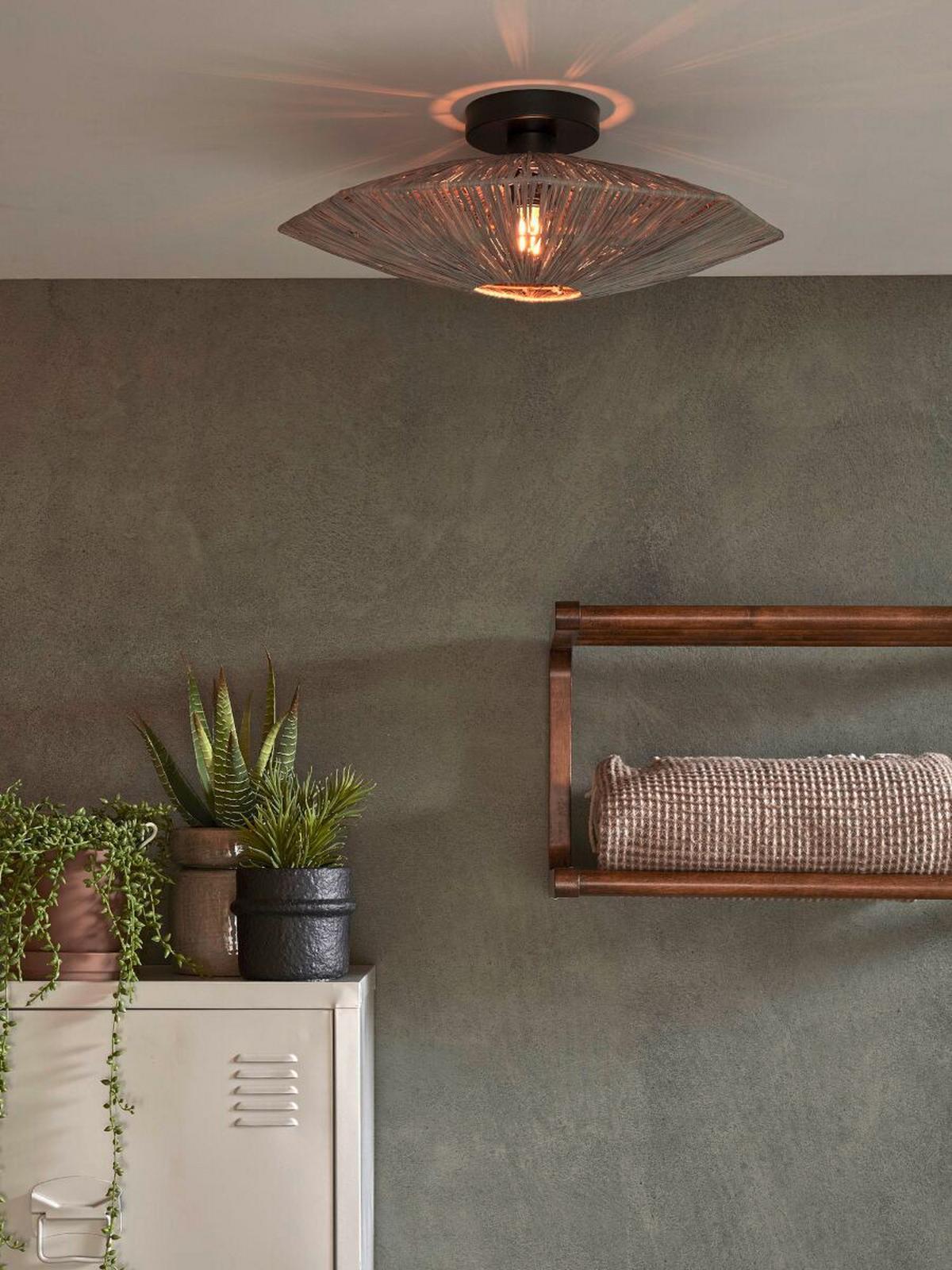 Deckenleuchte Panc011dg - Dunkelgrau, MODERN, Naturmaterialien (65cm) - Good & Mojo