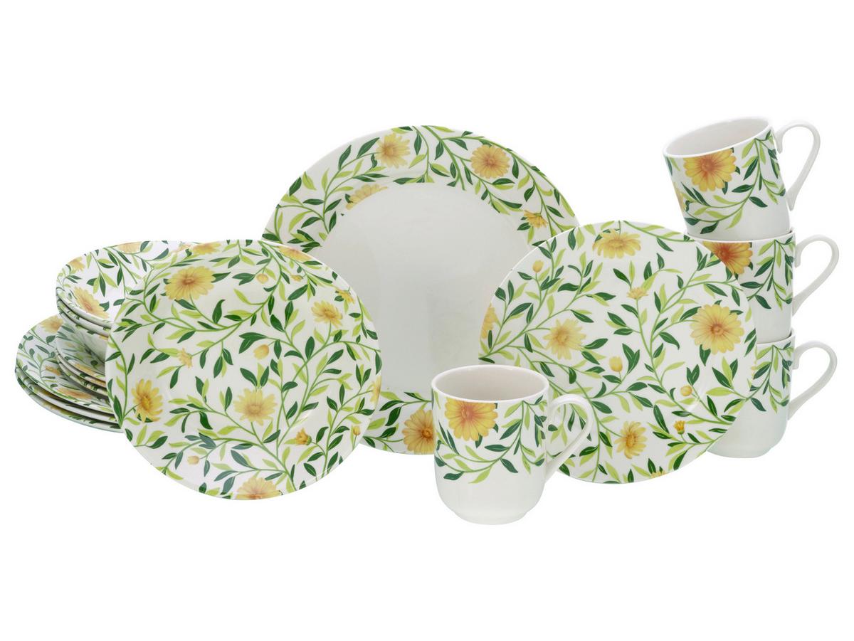 Kombiservice Amarilla 16--Teilig., Grün, Weiß - Weiß/Grün, Basics, Keramik - Creatable