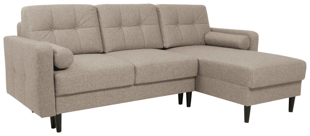 Eckschlafsofa Noret Beige S: 223/157 cm - Beige/Schwarz, KONVENTIONELL, Textil (223/157cm) - MID.YOU