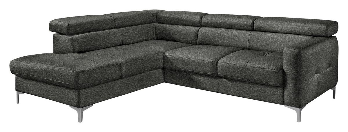 Ecksofa Sammy Anthrazit - Chromfarben/Anthrazit, Design, Textil (207/242cm) - Livetastic