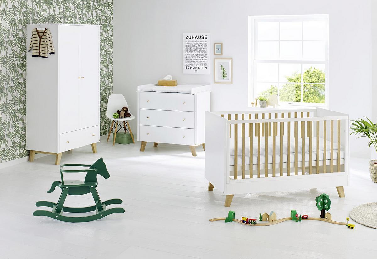 Gitterbett 113420 Pan - Eichefarben/Weiß, Design, Holz/Holzwerkstoff (145/75/93cm) - Pinolino