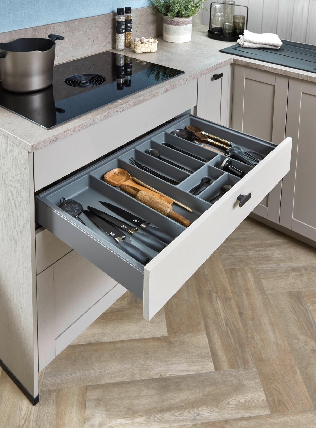 Eckküche Fermo/Eastbourne - Hellbraun/Blau, MODERN, Holzwerkstoff (181,8/303,4cm) - Vertico