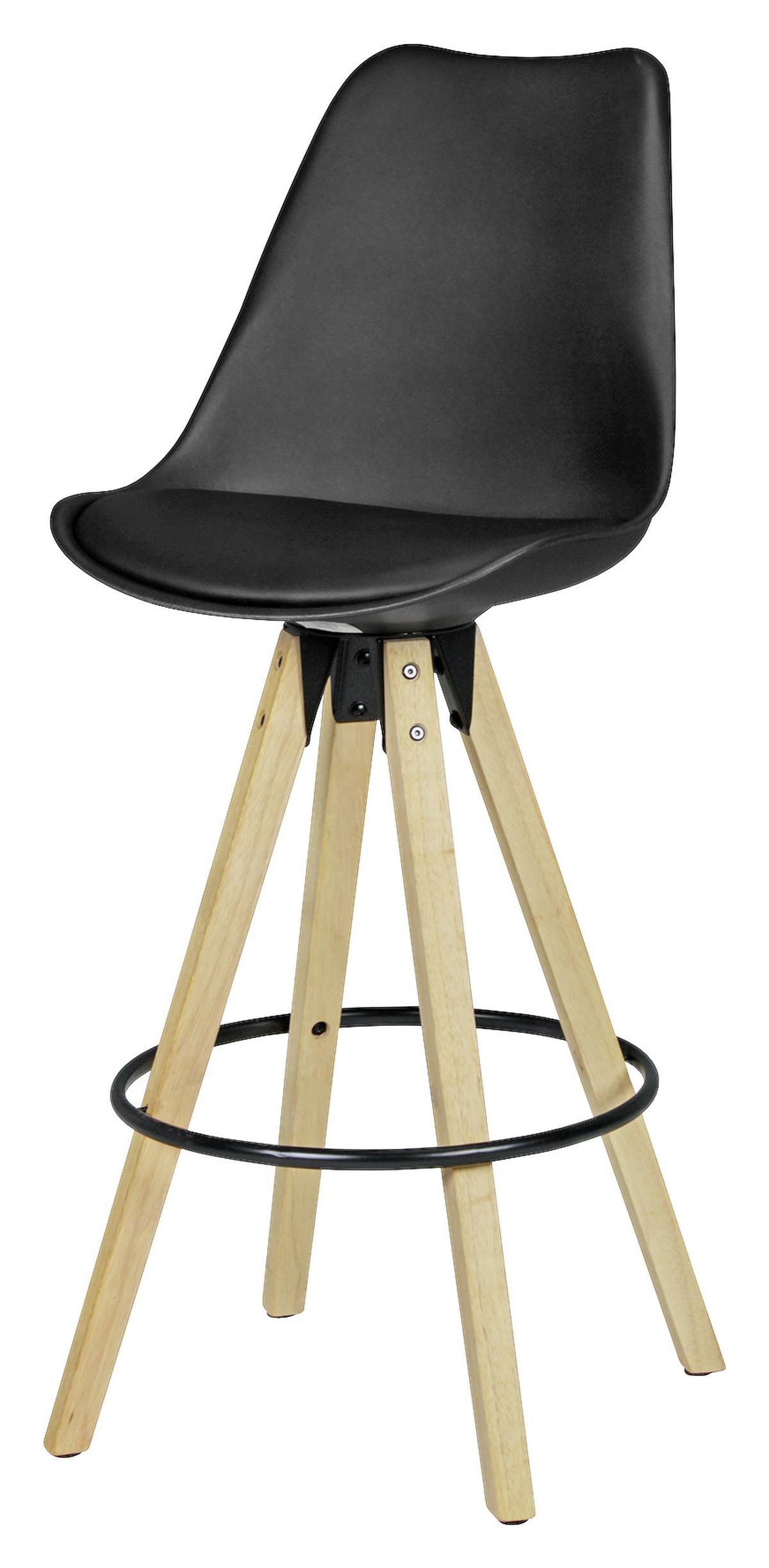 Barhocker Lima Schwarz Matt 2er-Set - Eichefarben/Schwarz, Design, Holz/Kunststoff (49/113/49cm) - MID.YOU