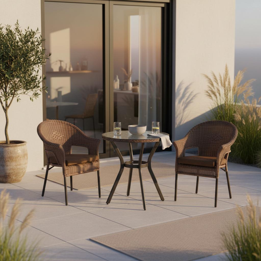 Gartenset Ravenna - Graphitfarben/Braun, MODERN, Kunststoff/Textil - Gardenson