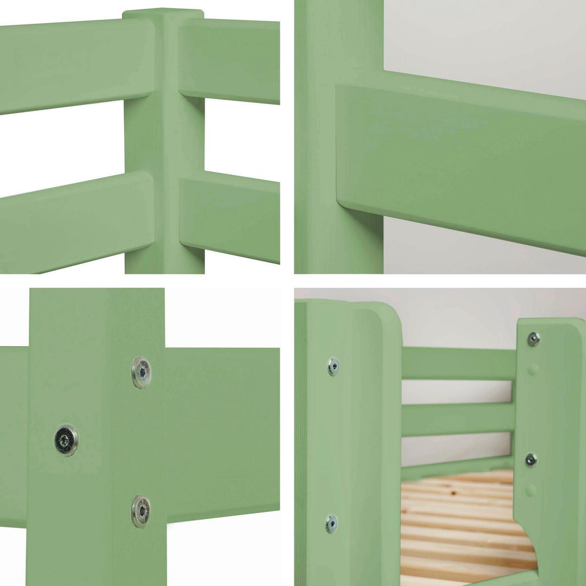 Etagenbett Eco Comfort Grün, Lf: 70x160 Cm - Naturfarben/Grün, MODERN, Holz (70/160cm) - MID.YOU