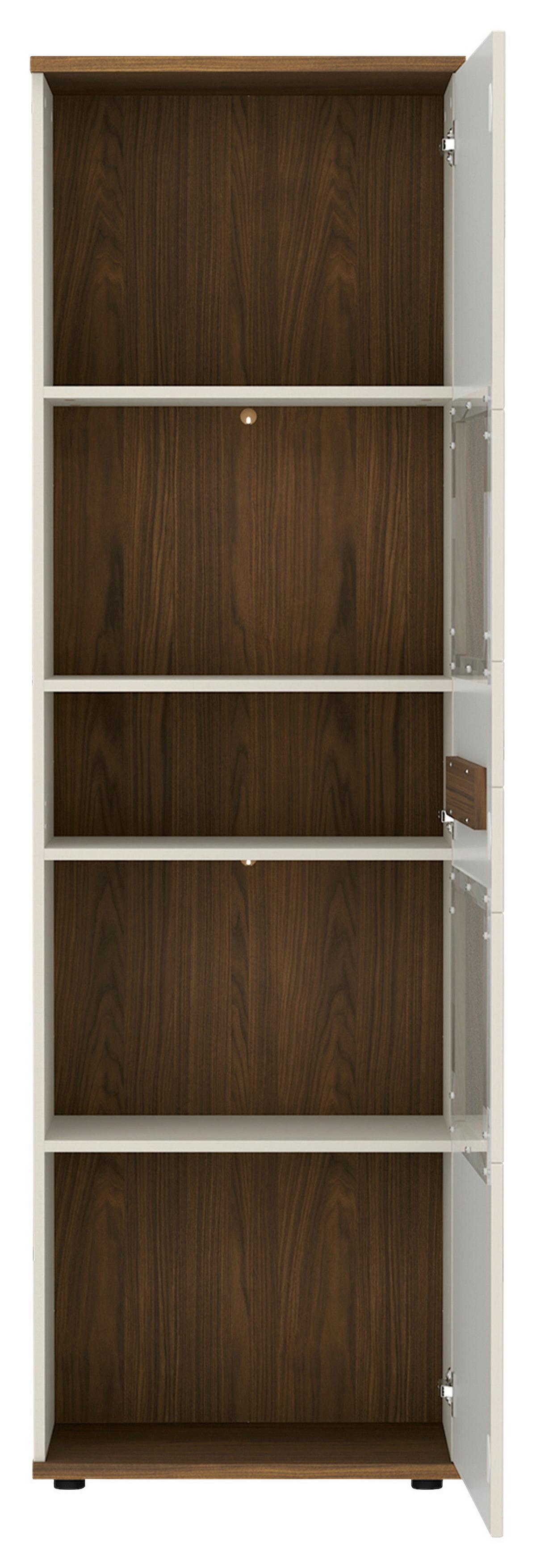Vitrine Kansas Nussbaum/Kaschmir B: 60cm - Kaschmir/Nussbaumfarben, Basics, Glas/Holzwerkstoff (60/199/38cm) - Hom`in