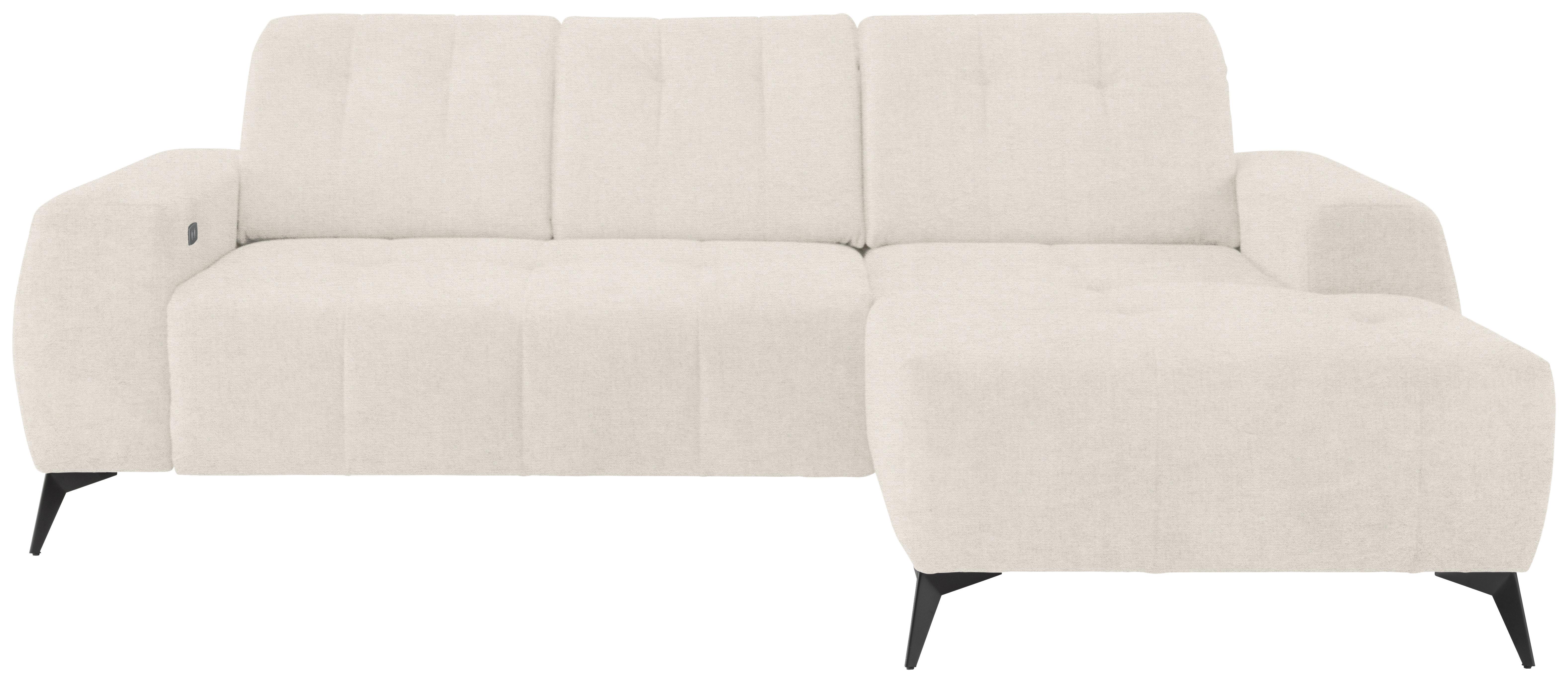 Ecksofa mit USB Anschluss Sano, Creme, S: 258x180 cm - Creme/Schwarz, MODERN, Textil (258/180cm) - Livetastic