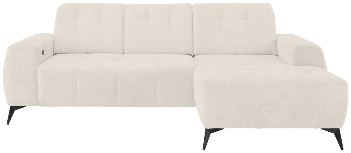 Ecksofa mit USB Anschluss Sano, Creme, S: 258x180 cm - Creme/Schwarz, MODERN, Textil (258/180cm) - Livetastic