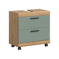Waschbeckenunterschrank Scout Salbeigrün/Eiche Dekor B: 60cm - Salbeigrün/Schwarz, Trend, Holzwerkstoff (60/60/34cm) - MID.YOU