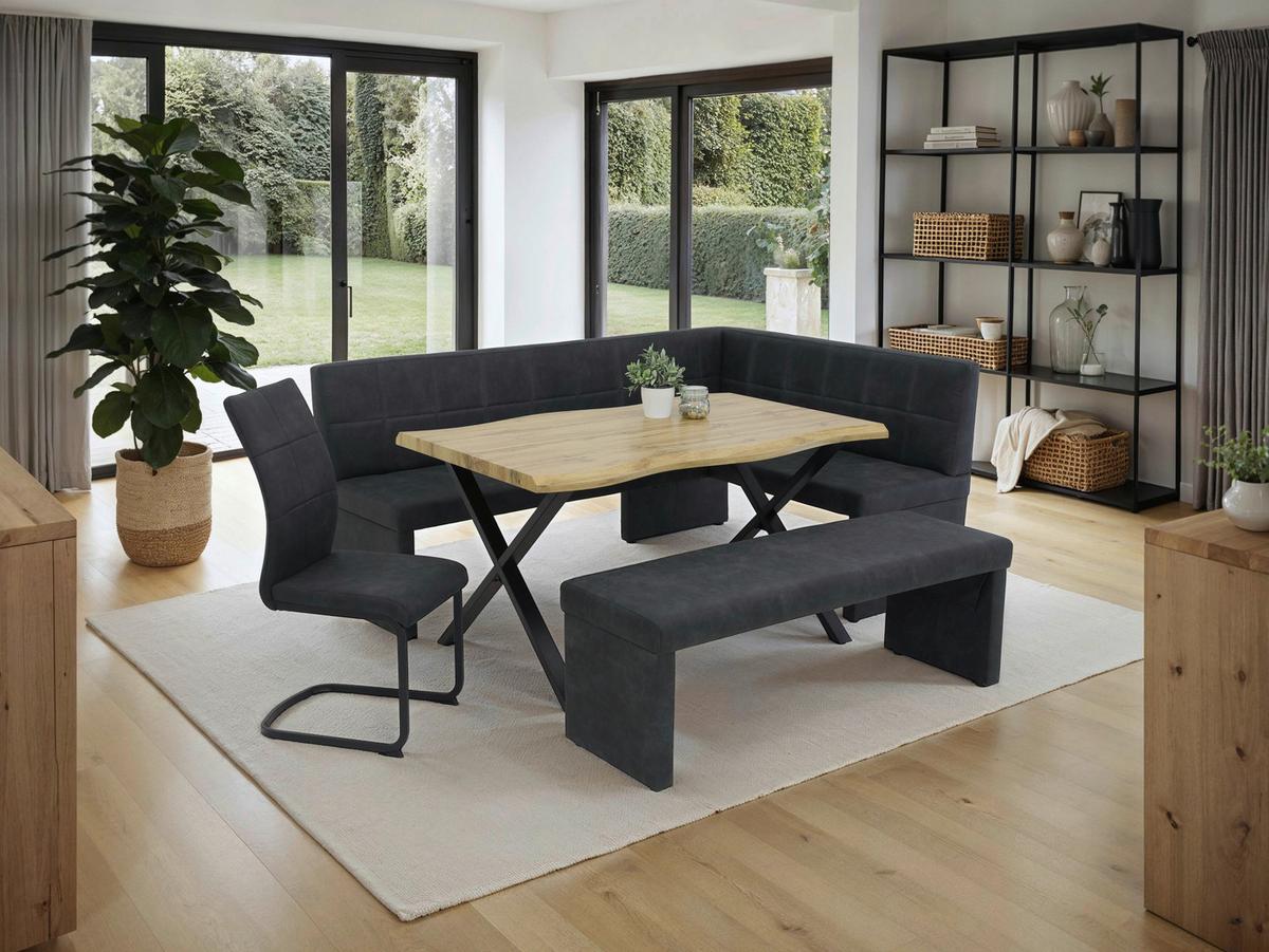 Eckbank Melanie Leb - Anthrazit, MODERN, Holz/Textil (200/90cm) - MID.YOU