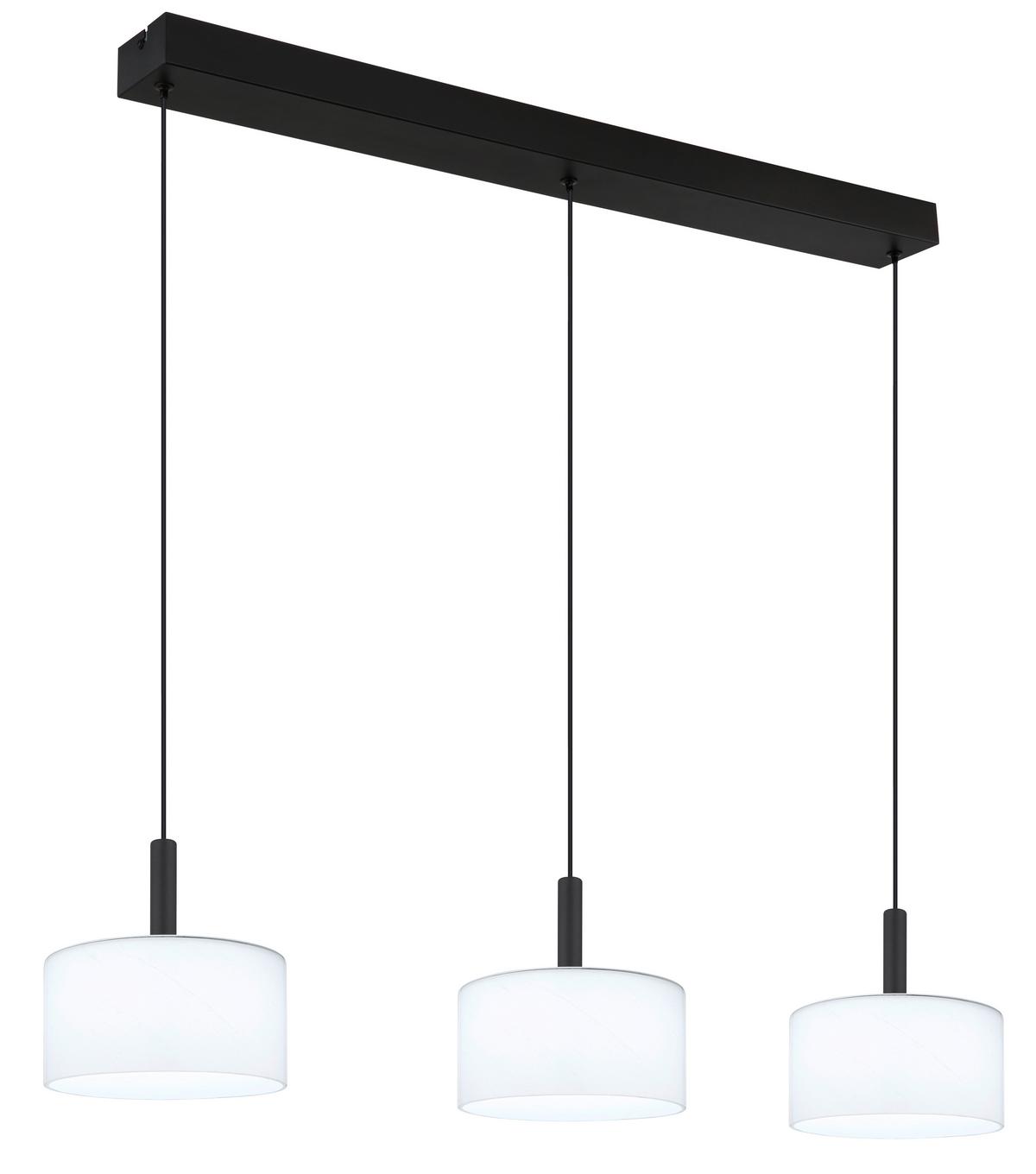 LED-Hängeleuchte Trenton Schwarz Weiß L: 90 cm - Schwarz/Weiß, Design, Glas/Kunststoff (90/20/150cm) - Globo