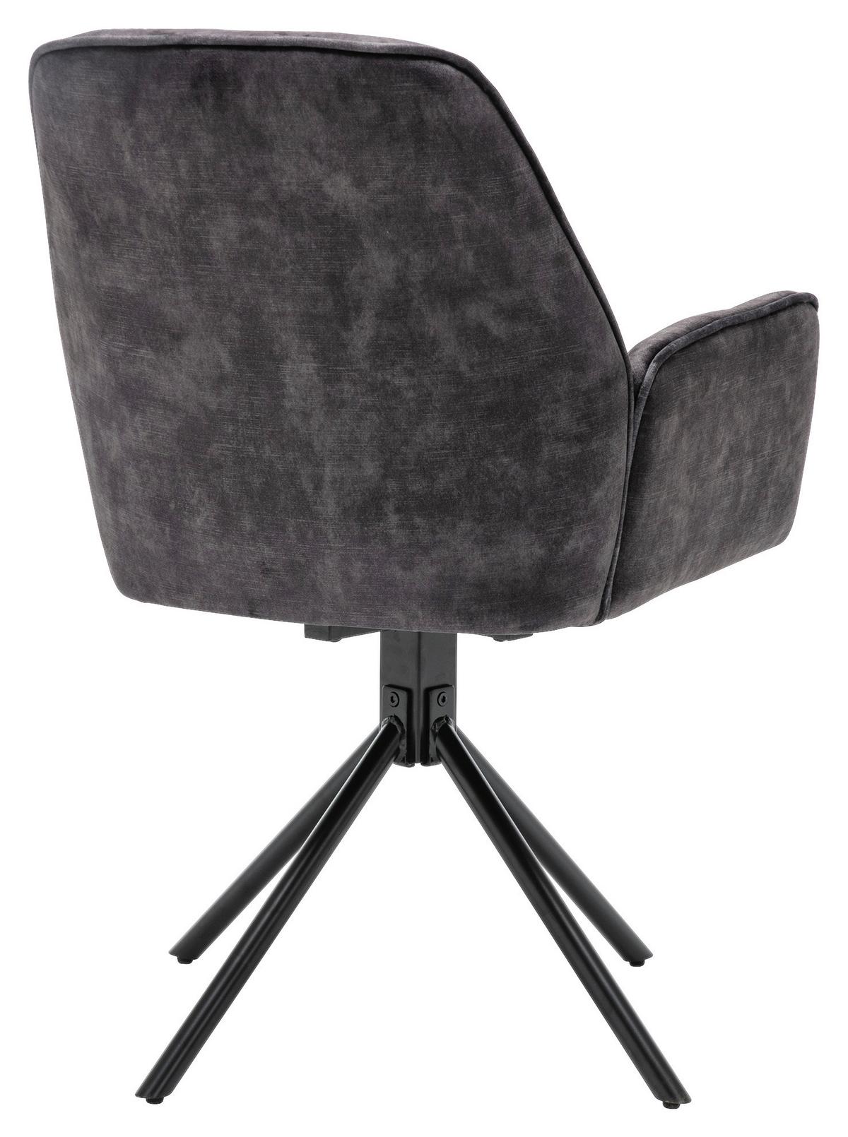 Armlehnstuhl Sarina Schwarz/ Anthrazit Gepolstert 2-Er Set - Eichefarben/Anthrazit, Basics, Textil/Metall (59,5/89/62cm) - MID.YOU