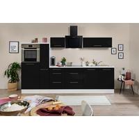 Küchenzeile mit Geräten 300 cm Schwarz Hochglanz/Weiß - Schwarz/Weiß, KONVENTIONELL, Holzwerkstoff (300cm) - Respekta