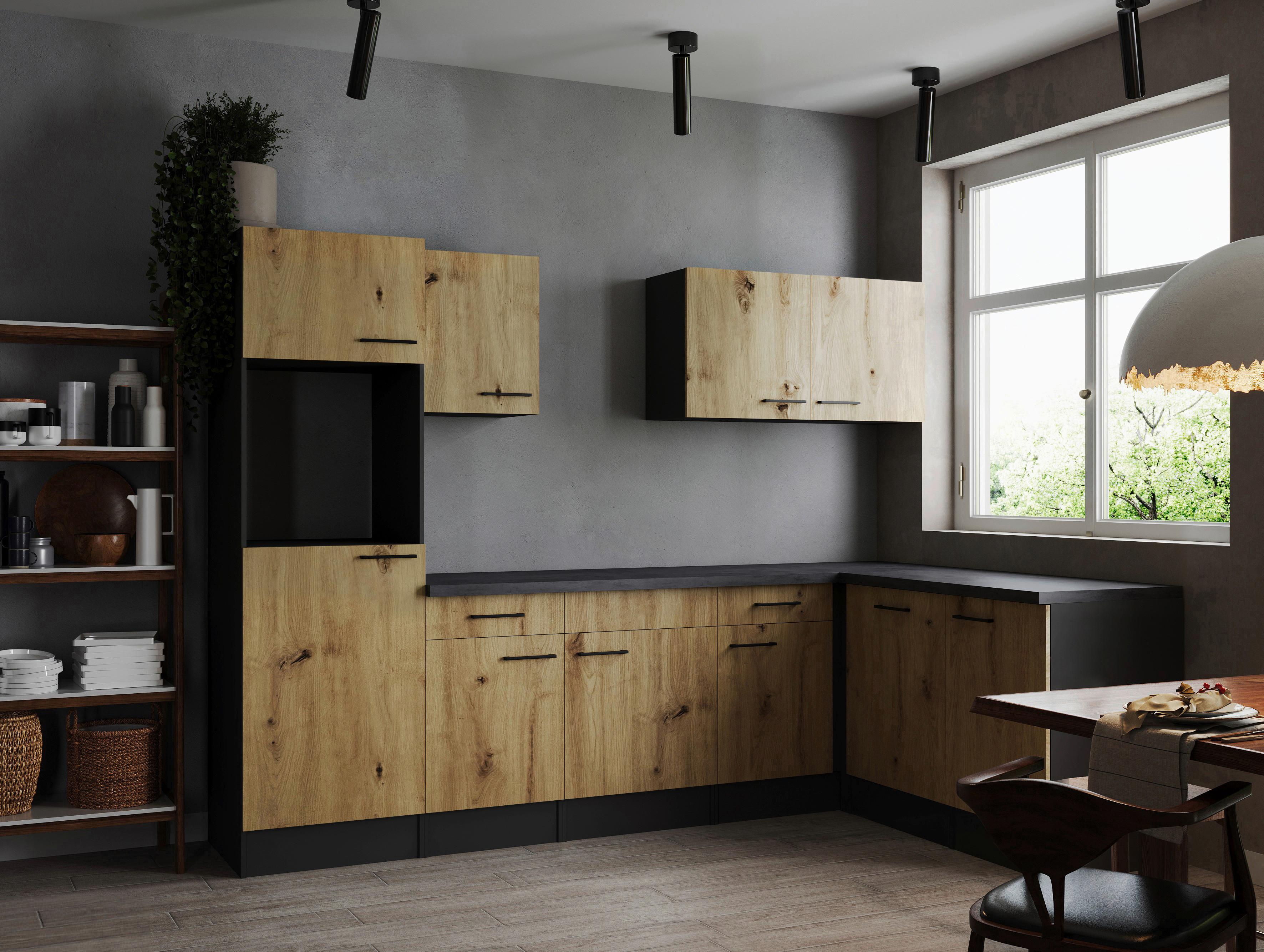 Eckküche Oliver Artisan Dekor S: 280x172 Cm - Eiche Artisan/Grau, Design, Holzwerkstoff (280/172cm) - Respekta