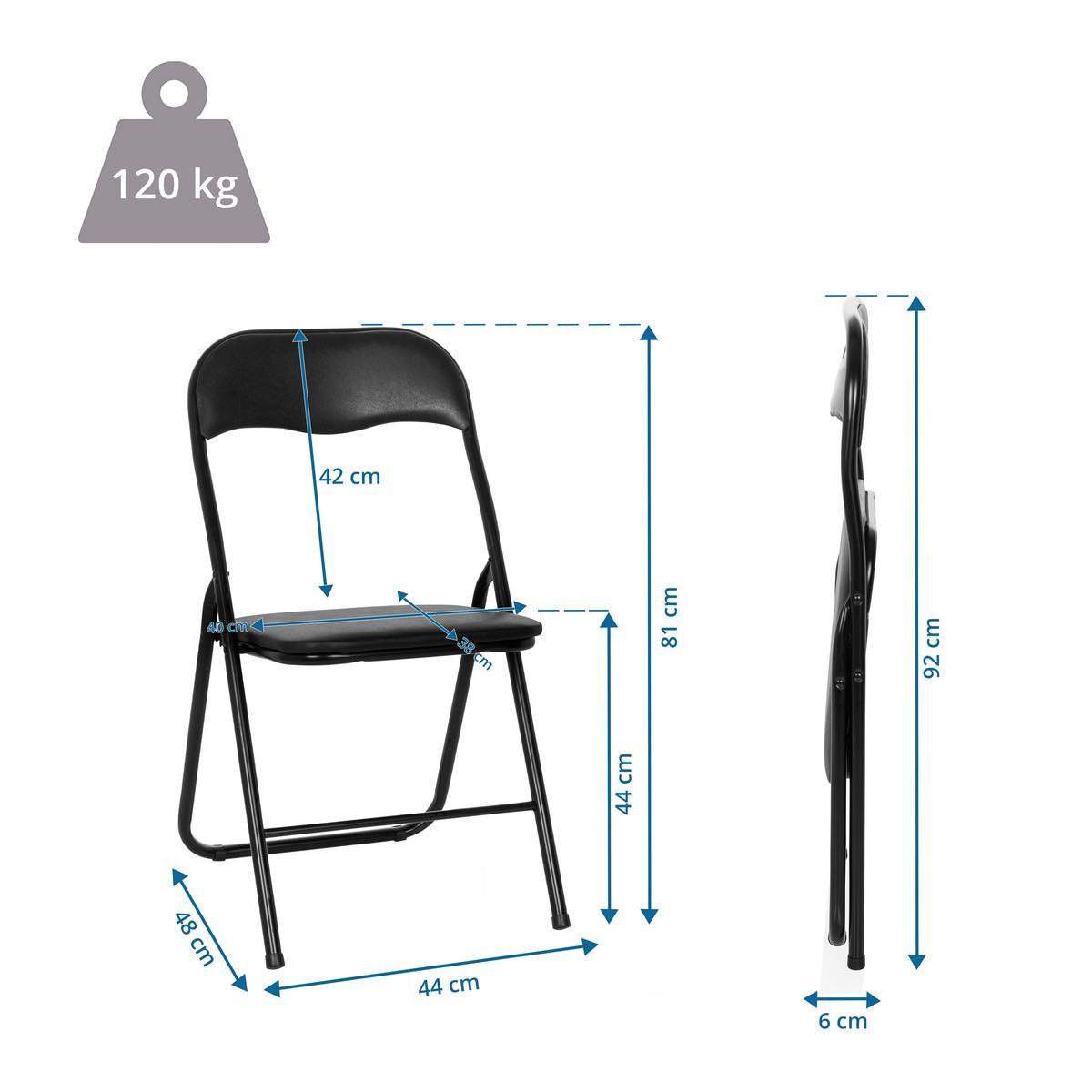 Klappstuhl Tudela Basic Schwarz B: 44 Cm - Schwarz, MODERN, Metall (44/81/48cm) - MID.YOU