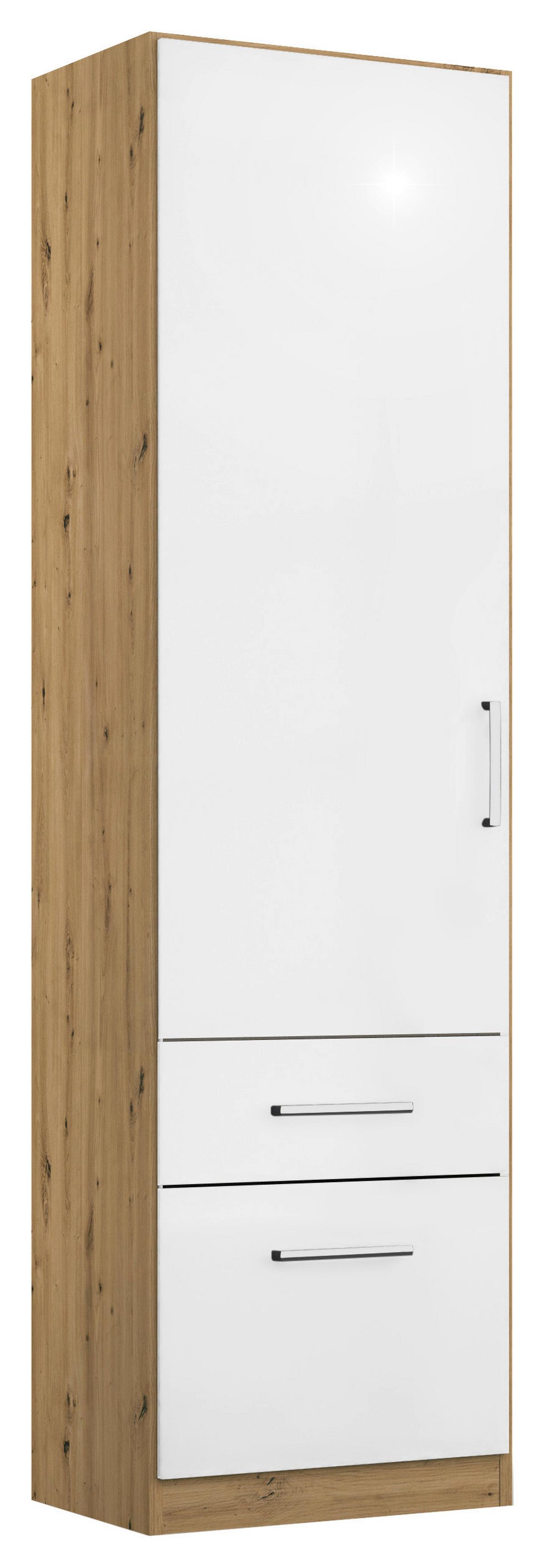 Drehtürenschrank 47 Cm Berlin Eiche Dekor/weiß - Weiß Hochglanz/Eiche Artisan, MODERN, Holzwerkstoff (47/197/54cm) - Rauch Möbel