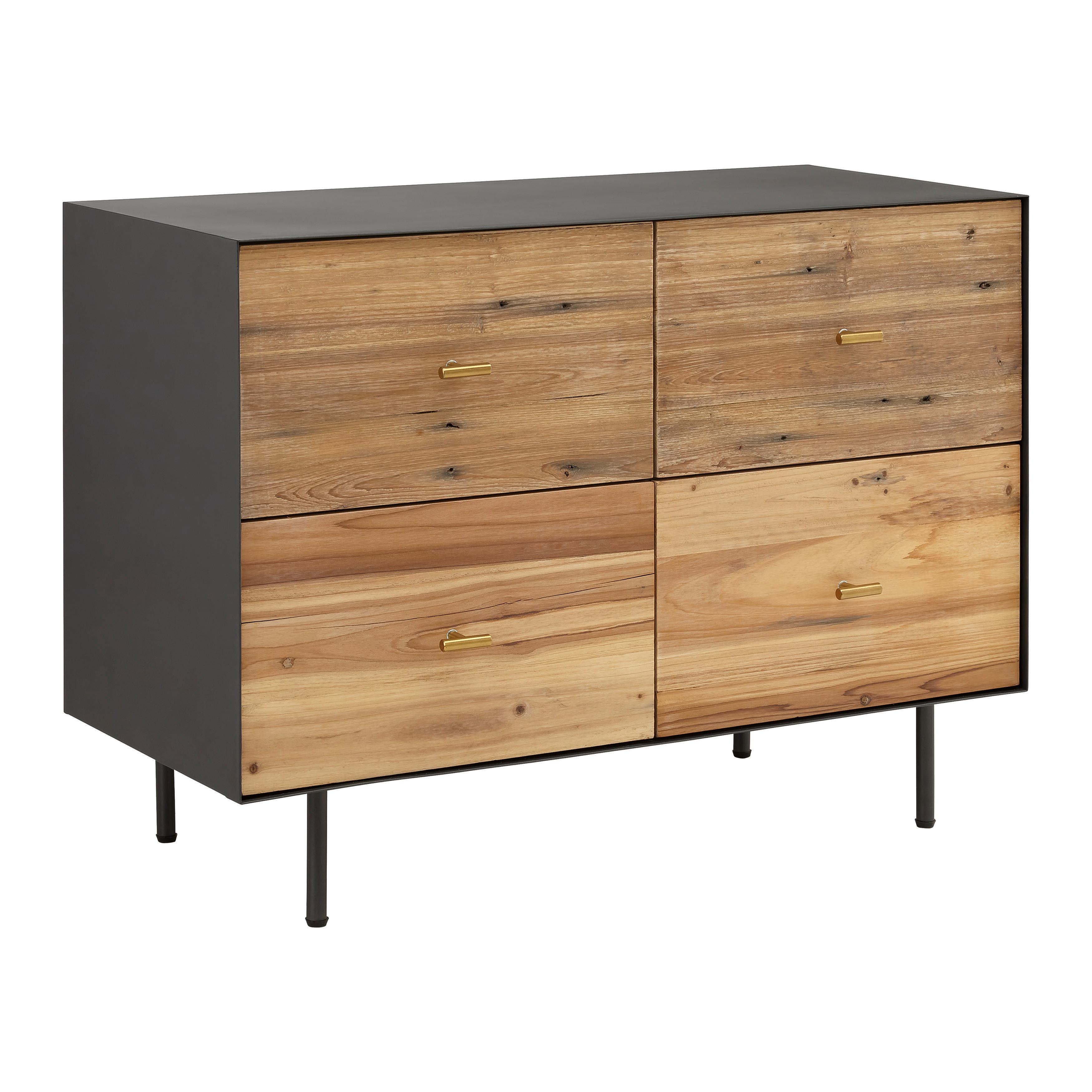 Komoda GIORGIA - čierna/zlatá, Modern, kov/drevo (90/66/40cm) - Bessagi Home