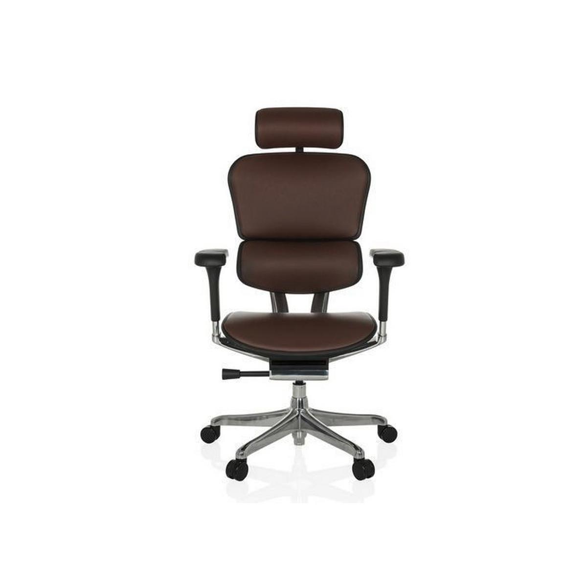 Drehstuhl Ergohuman Gen2 Dunkelbraun B: 78 Cm - Dunkelbraun/Silberfarben, MODERN, Leder/Kunststoff (78/117 - 136/64cm) - MID.YOU