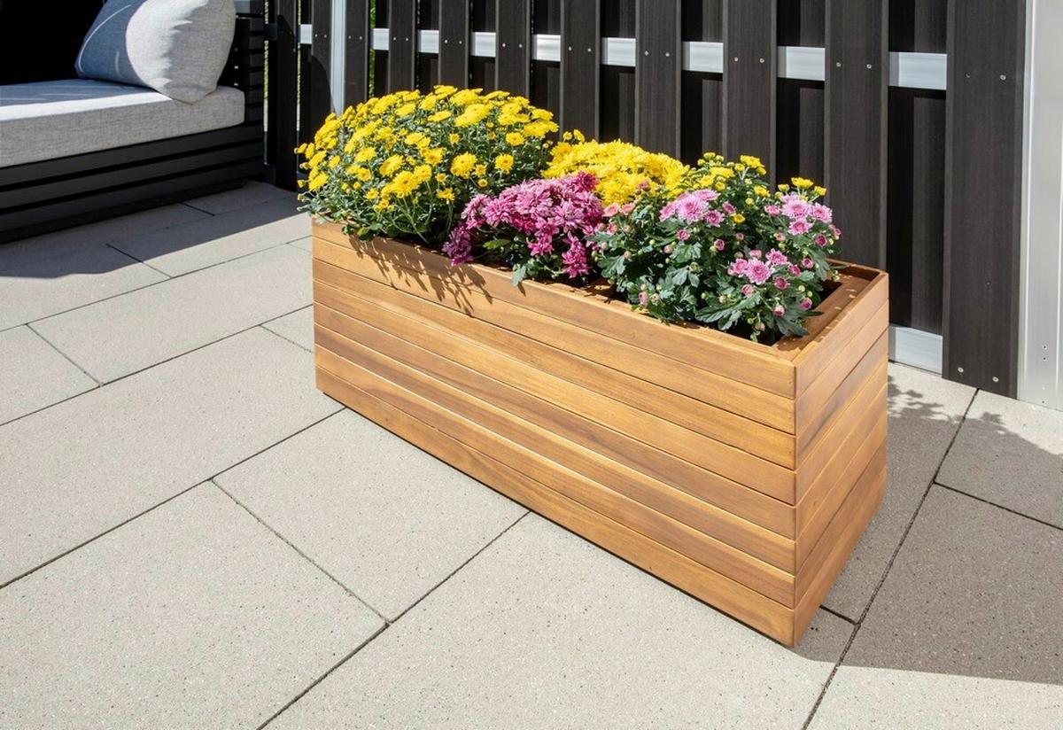 BLUMENKASTEN AKAZIE KÜBEL BRAUN - Mokka, Basics, Holz (84/30/35cm) - Prestige Home