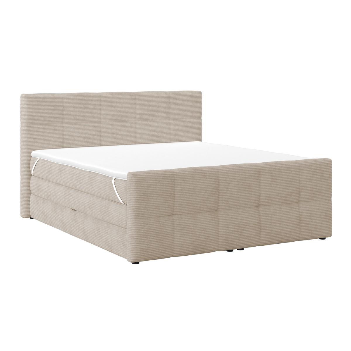 Boxspringbett mit Topper und Bettkasten 160x200 Medino - Beige, KONVENTIONELL, Holz/Holzwerkstoff (160/200cm) - Luca Bessoni