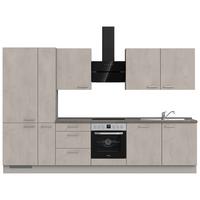 Kuchynská linka 330 cm, šedý betón/ kamenná šedá - sivá/farba ušľachtilej ocele, Modern, kov/kompozitné drevo (330cm) - Nobilia