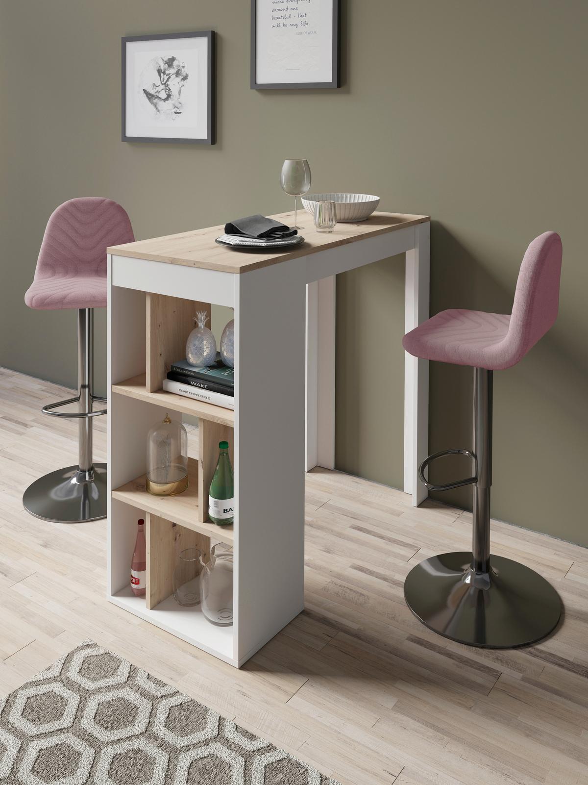 Bartisch Moby B: 110cm Eiche Artisan - Weiß/Eiche Artisan, MODERN, Holzwerkstoff (110/50/104cm) - MID.YOU