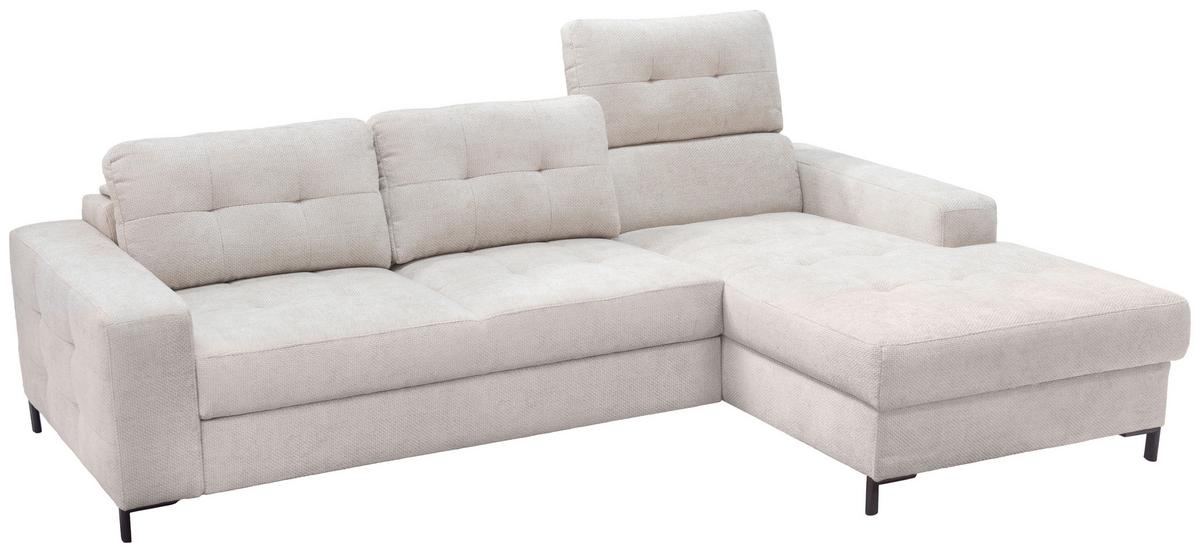 Ecksofa Bonito Beige, Schenkel: 255x176 cm - Beige/Schwarz, Design, Textil (260/176cm) - Livetastic
