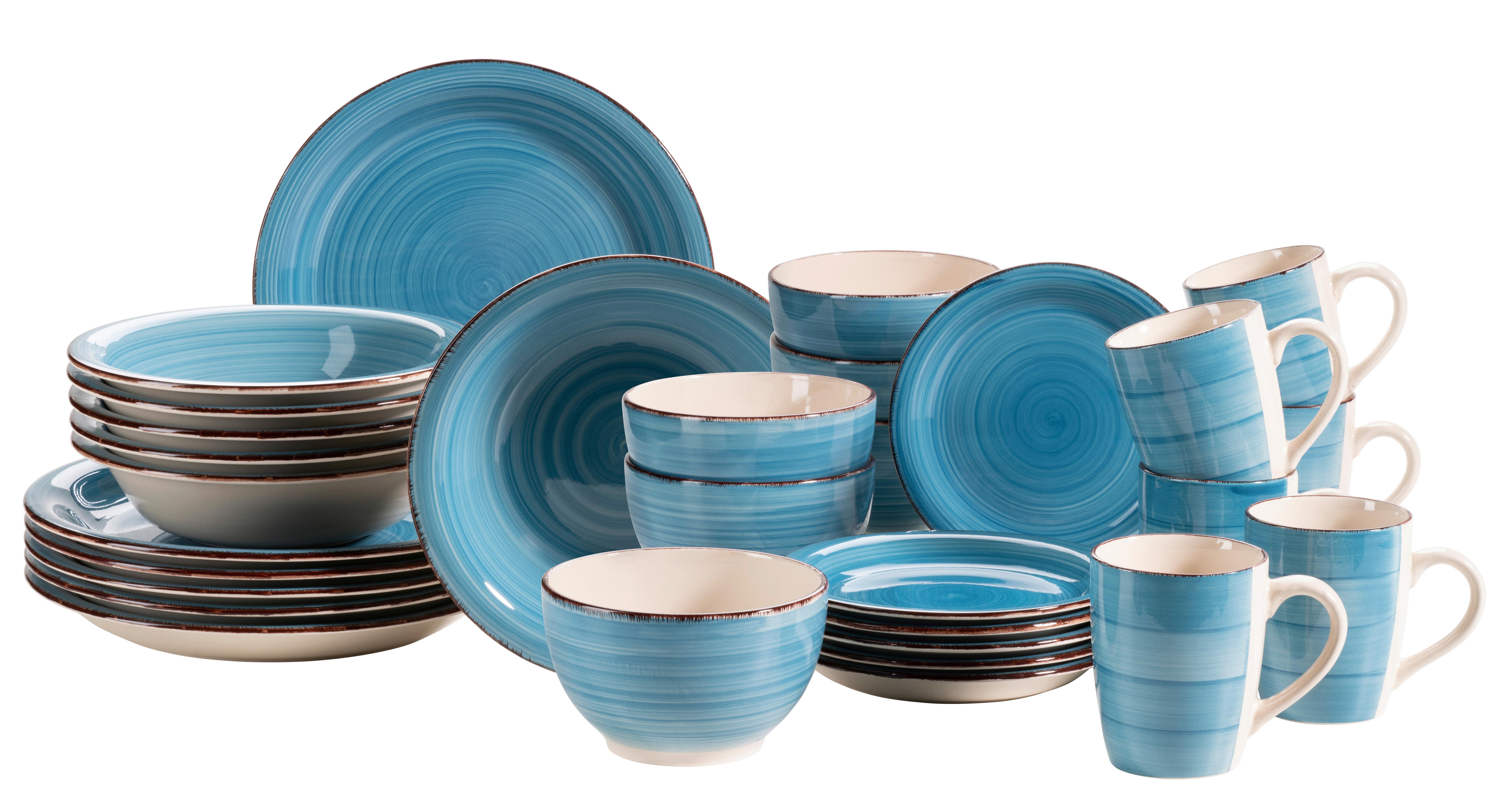 Kombiservice Lumaca Steingut 6 Personen Geschirr Set - Dunkelblau, Basics, Keramik (60/32/32cm) - Mäser