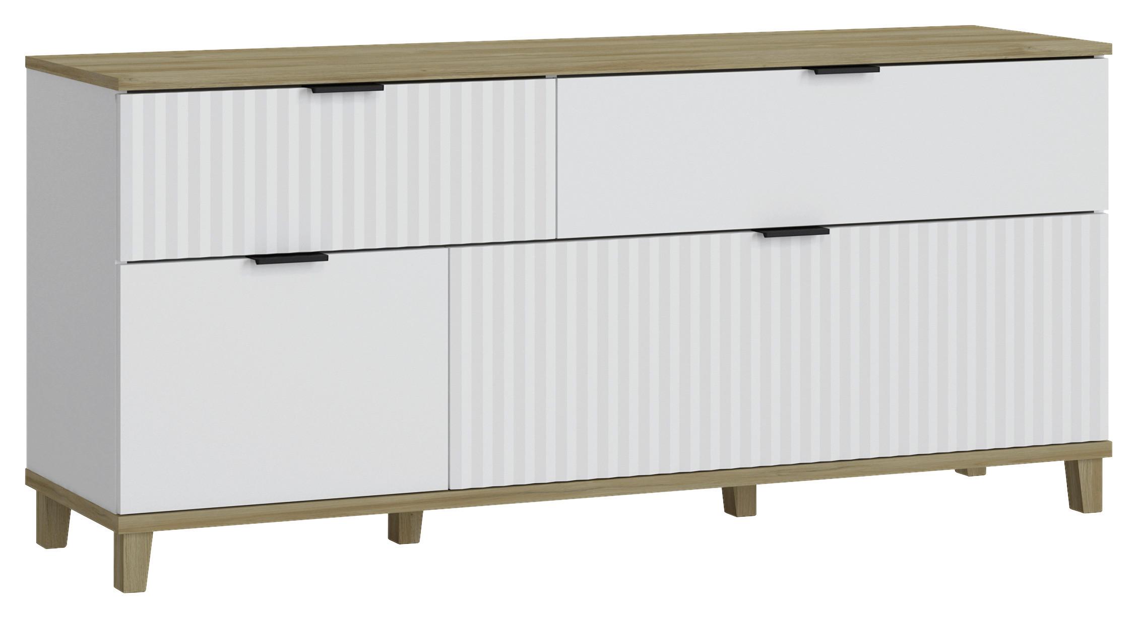 Tv-element Plissee Alpin Weiß B: 144,8 Cm - MODERN, Holzwerkstoff (144,8/65,6/40cm)