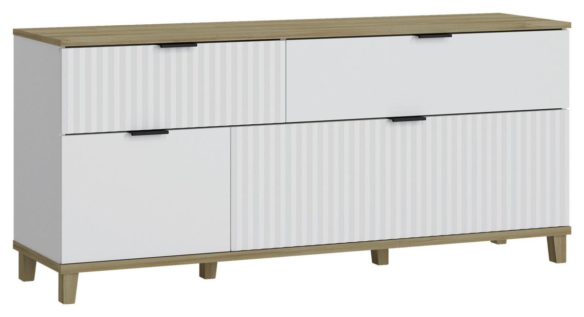 Tv-element Plissee Alpin Weiß B: 144,8 Cm - MODERN, Holzwerkstoff (144,8/65,6/40cm)