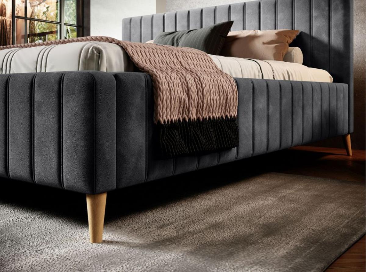 Posteľ Tamina S Roštom A Úložným Priestorom, 140x200 - sivá/prírodná farba, Design, drevo/textil (140/200cm)