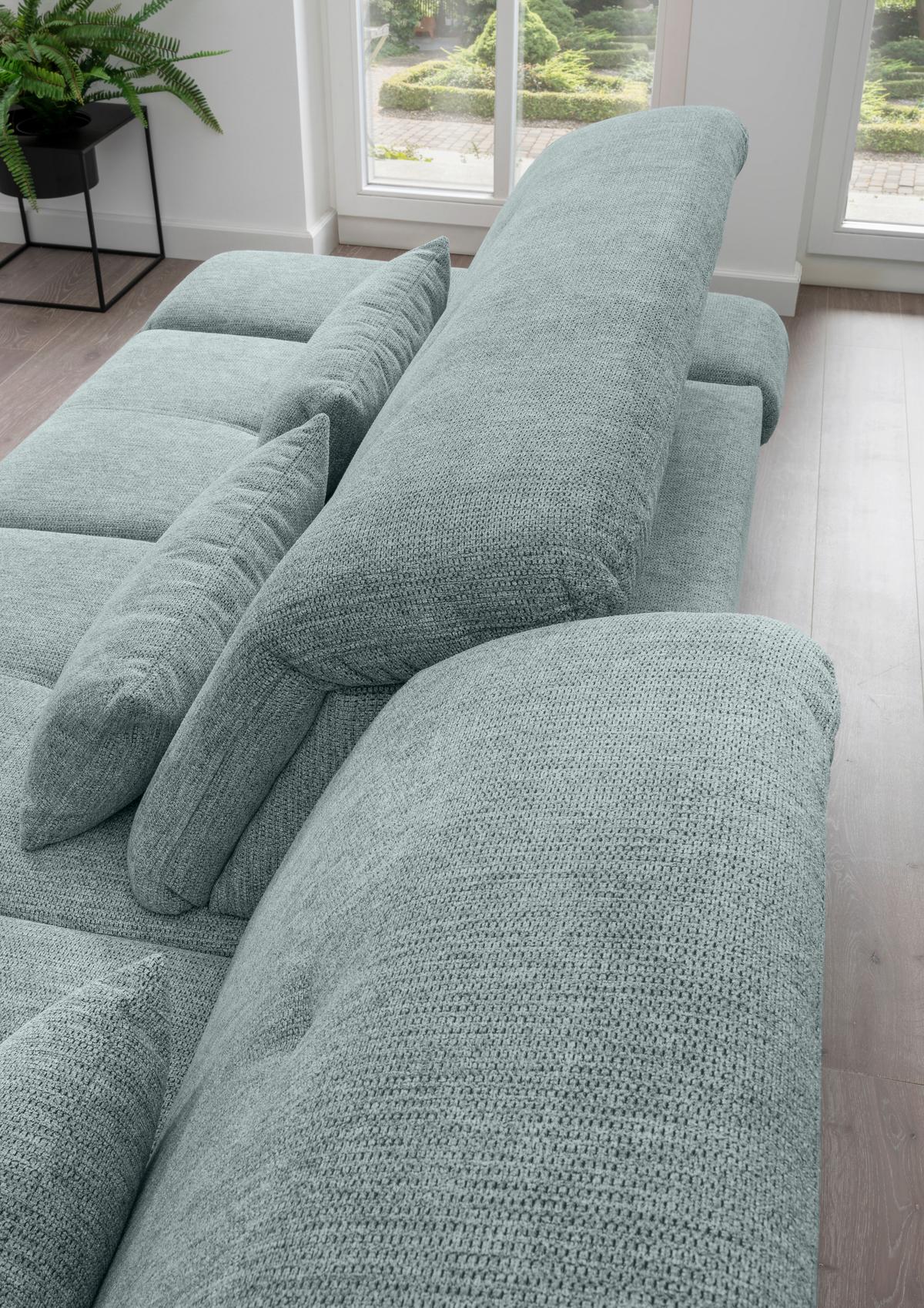Ecksofa Dalida Mintgrün S: 280x254 Cm - Chromfarben/Mintgrün, Design, Textil (280/254cm) - Livetastic