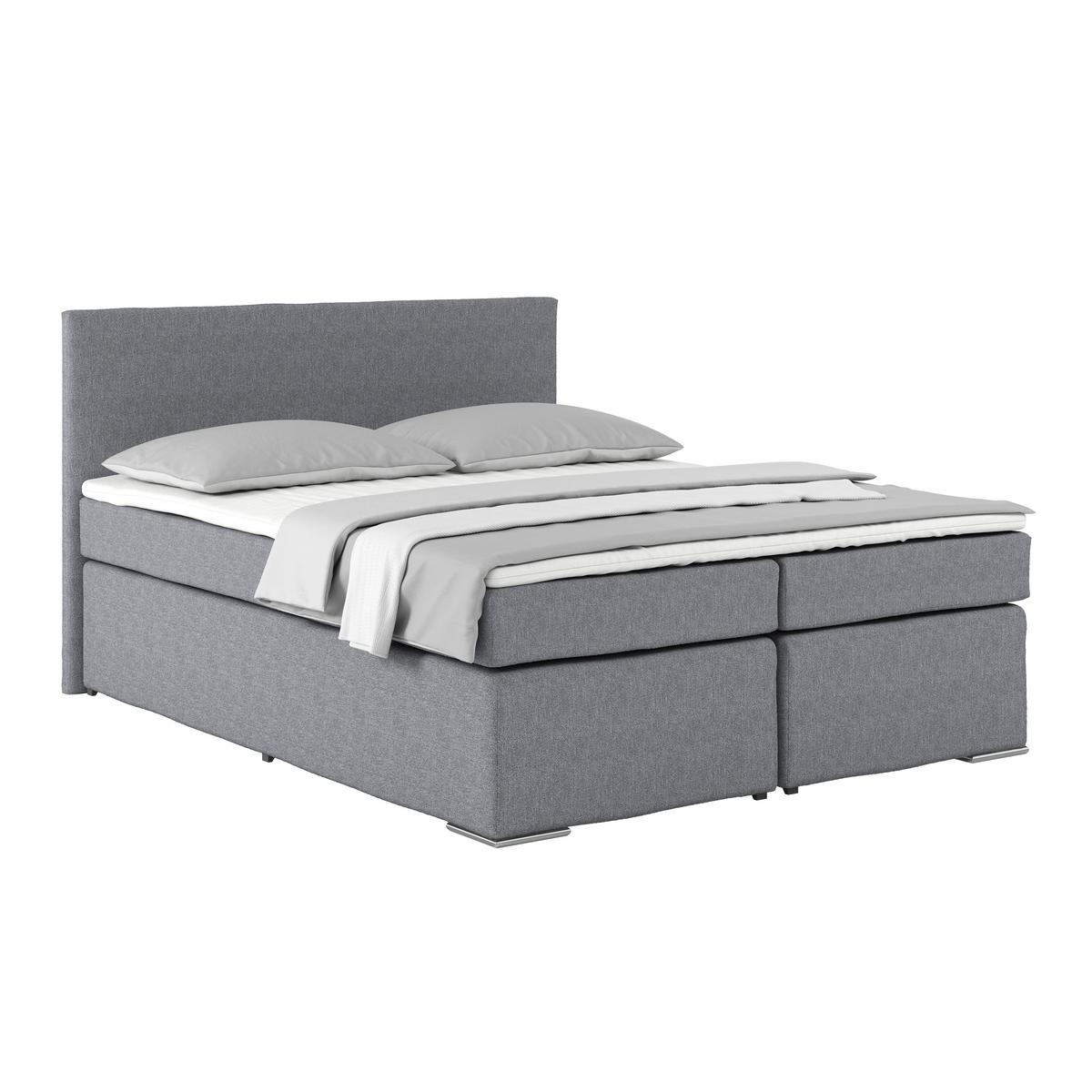 Postel Boxspring NERO PL: 160/200cm, šedá zelená - barvy chromu/modrošedá, Konvenční, kov/textil (160/200cm)