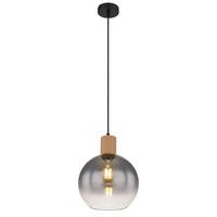 Hängeleuchte H: 120 cm 1-Flammig, Holzoptik - Schwarz/Naturfarben, Natur, Glas/Holzwerkstoff (25/120cm) - Globo