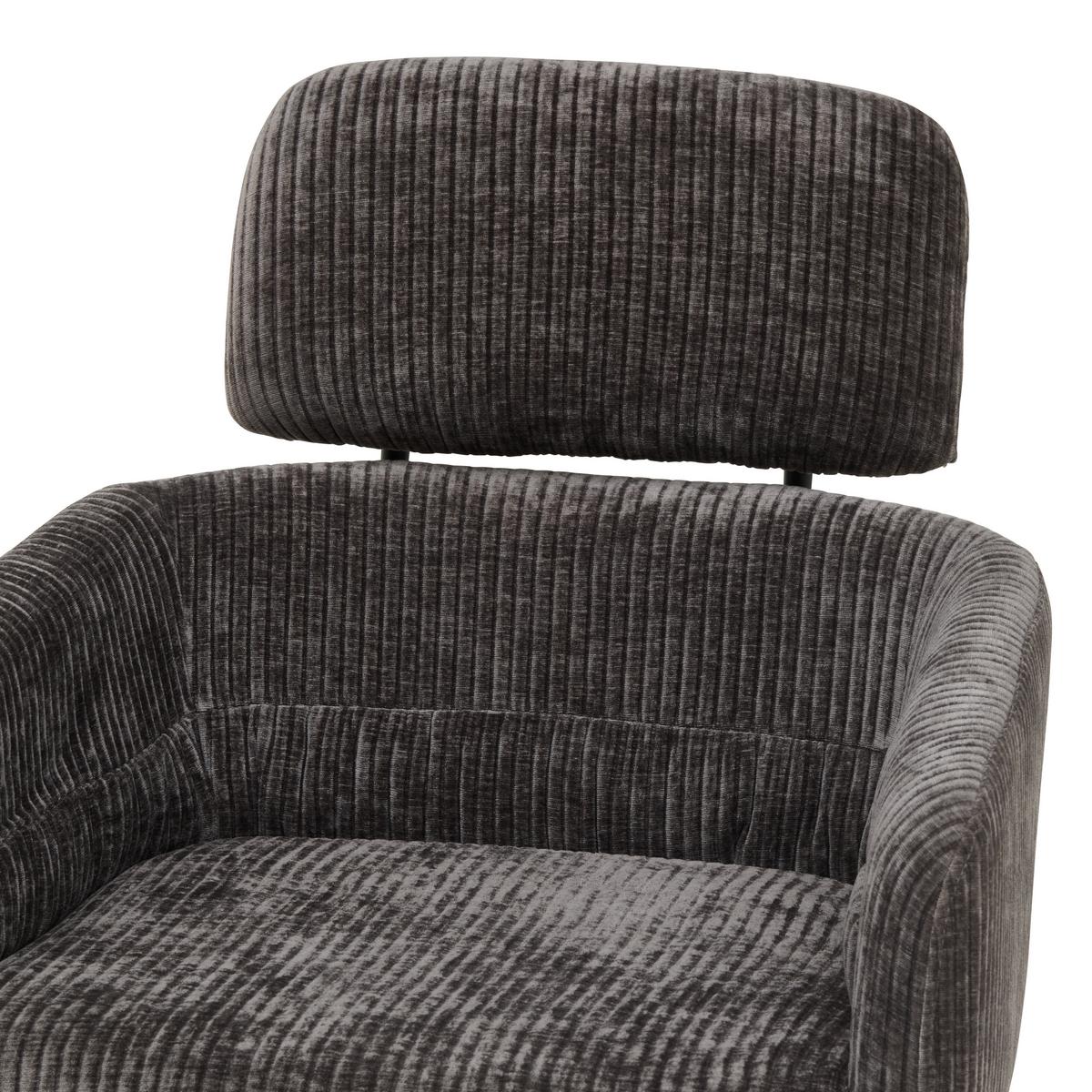 Armlehnstuhl Malte Cord Anthrazit, B: 60 cm - Anthrazit/Naturfarben, KONVENTIONELL, Holz/Textil (60/87,5/68cm) - Livetastic