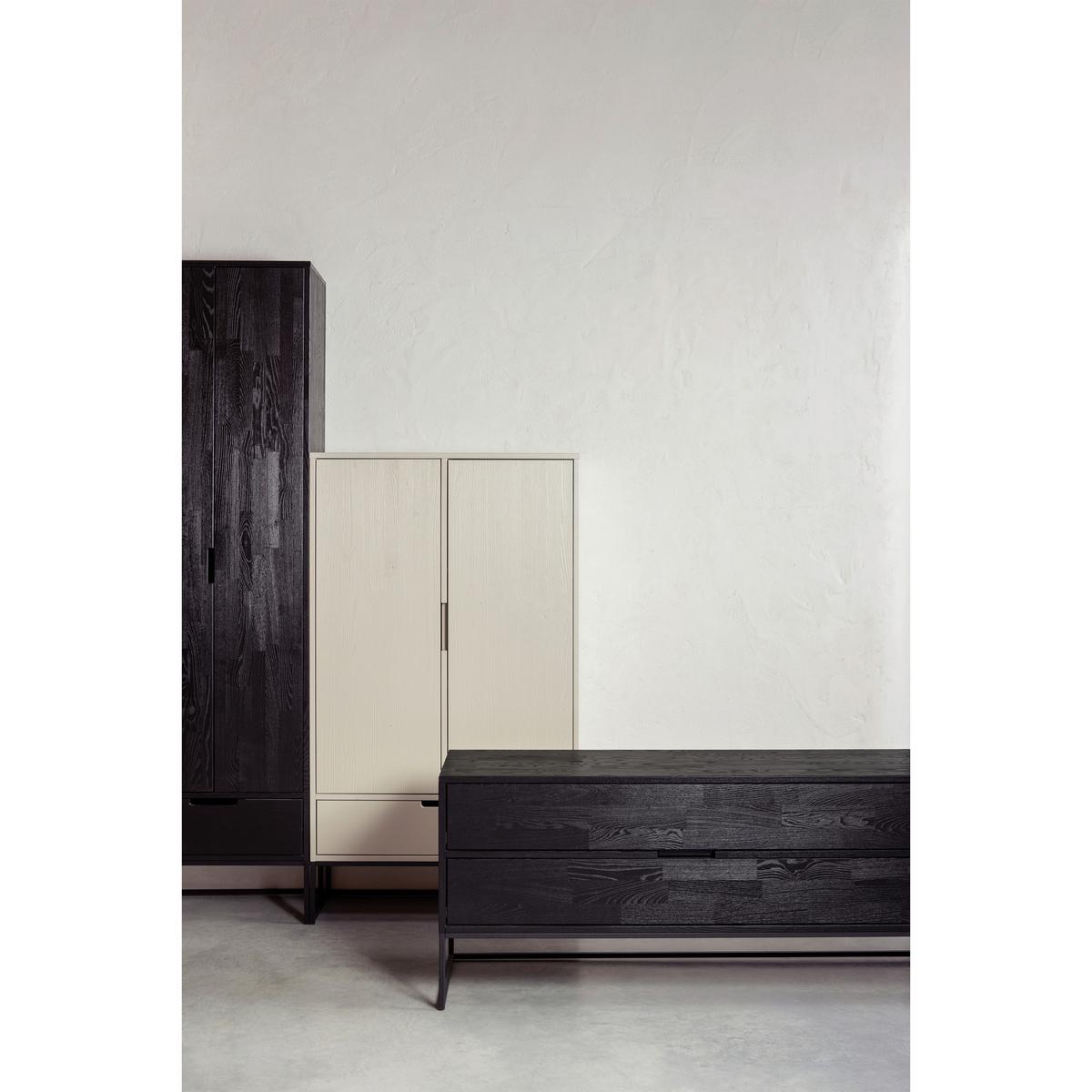LOWBOARD Silas Grau B: 180cm - Schwarz/Grau, Design, Holz (180/61/44cm) - Livetastic