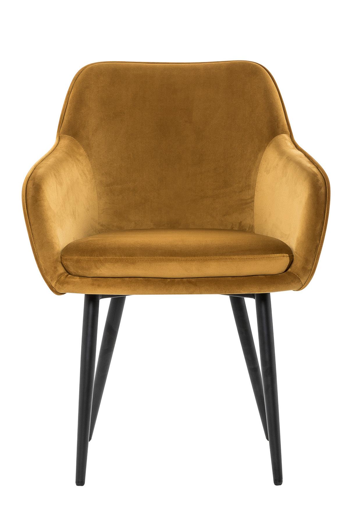 Armlehnstuhl Senfgelb B: 61cm - Senfgelb/Schwarz, MODERN, Textil/Metall (61/85/60cm) - Livetastic